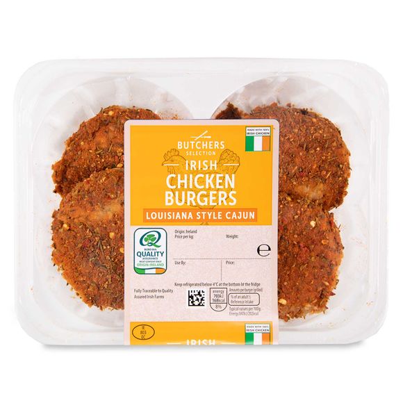 Irish Chicken Burgers Louisiana Style Cajun 400g Butcher's Selection